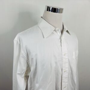 Kenneth Roberts Platinum 18.5 34/35 Dress Shirt All White 80s 2 Ply Cotton